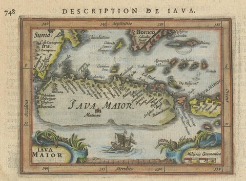 Antique Miniature Map of Java by Bertius/Hondius '1618', view 3