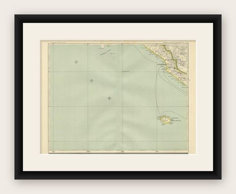 Antique Map of the Region of Bengkulu in Indonesia, 1900, shown framed