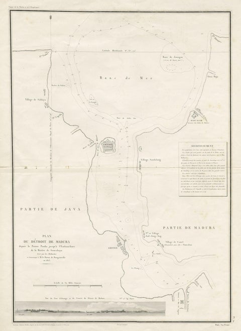 Detailed Map of the Madura Strait, between Java & Madura Island, Indonesia, 1825, close-up 1