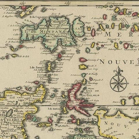 Old Map of the East Indonesian Islands Borneo, Celebes, New Guinea, Bali, 1792, close-up 1