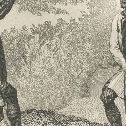 Antique Print of Dancing Warriors on Buru Island, Maluku, close-up 2