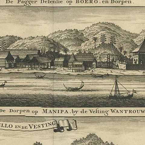 Antique Print of the Trading Posts of Ambon by Valentijn, 1726, close-up 2