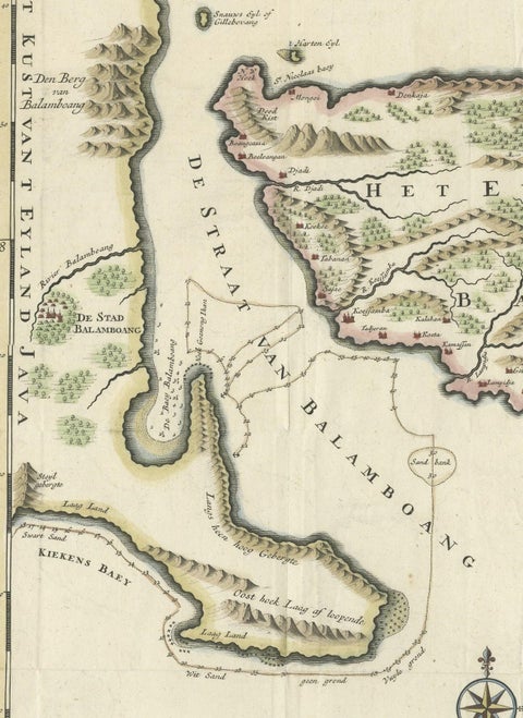 1726 Valentyn's Map of Bali and Lombok, Original Engraving, close-up 3