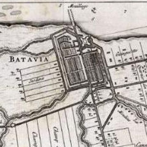 Antique Map of the Region of Batavia by Van Schley, c.1750, close-up 2