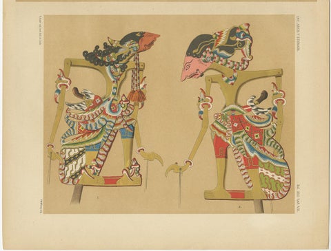 Set of 10 Antique Prints of Wayang Puppets by Juynboll, 1900, view 6