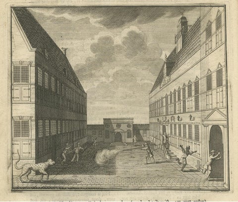 Antique Print of the Central Court of Batavia Castle by Valentijn '1726', view 2