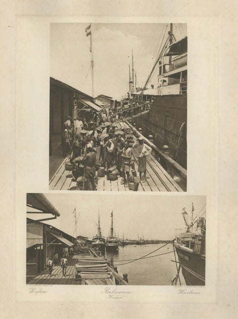 Belawan Harbour & Laborers, Sumatra, Indonesia, Kleingrothe Photogravure 1900, close-up 1