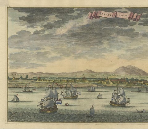 Antique Print of Batavia or Nowadays Jakarta, Indonesia, by Valentijn (1726), view 3
