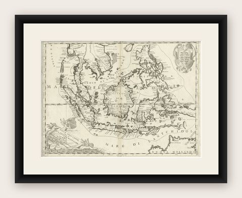 Original Antique Map of the Philippines, Malaysia, Indonesia, Singapore, c.1690, shown framed