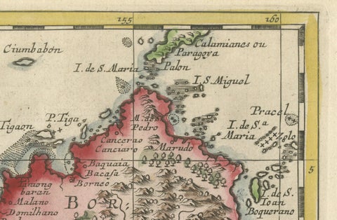 Antique Map of the Sunda Islands Including Sumatra, Java, and Borneo, 1705, close-up 2