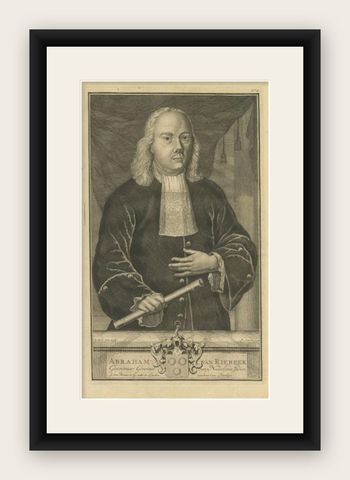 Old Portrait of Abraham van Riebeeck, Governor-General of the Dutch East Indies, shown framed