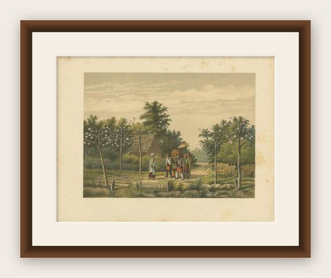 Antique Print of a Funeral Ceremony on Java by M.T.H. Perelaer, 1888, shown framed