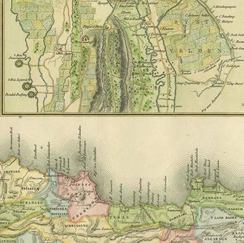 Antique Map of Java and Batavia of nowadays Indonesia, '1818', close-up 2