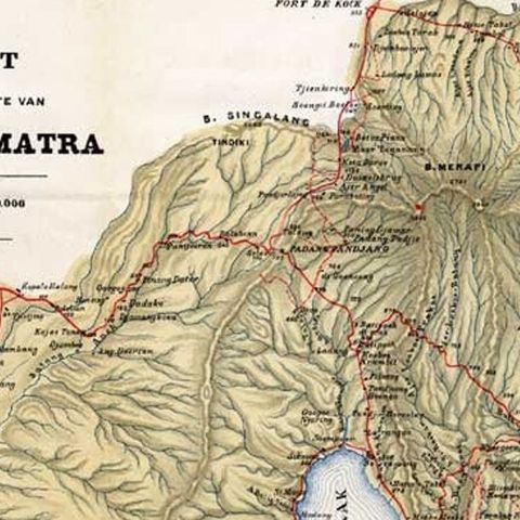 Antique Map of Part of Sumatra by Stemler, c.1875, close-up 1