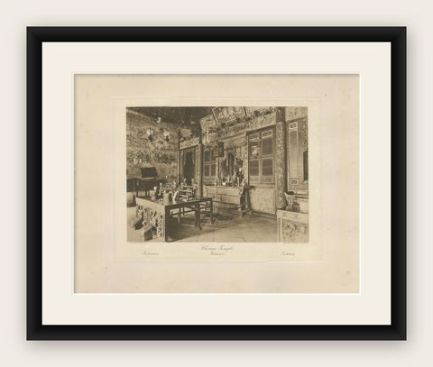 Chinese Temple Interior, Medan, Sumatra, C J Kleingrothe, Dutch East Indies 1910, shown framed