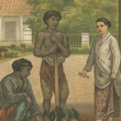 Antique Print of a Chicken Salesman in Batavia by M.T.H. Perelaer, 1888, close-up 2