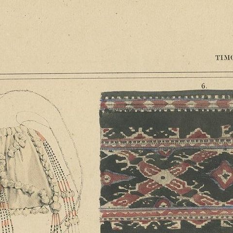 Antique Print with Fabrics of Timor and Rotti 'Indonesia', Temminck, circa 1840, close-up 1