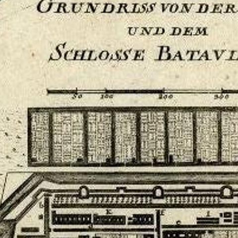 Antique Plan of Batavia and the Castle in the Dutch East Indies, 1763, close-up 1