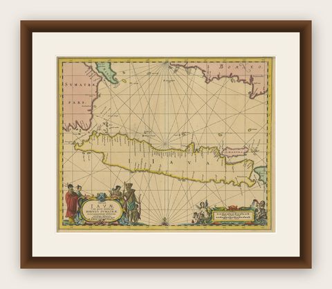 Antique Map of Java in The Dutch East Indies, Now Indonesia, c.1690, shown framed