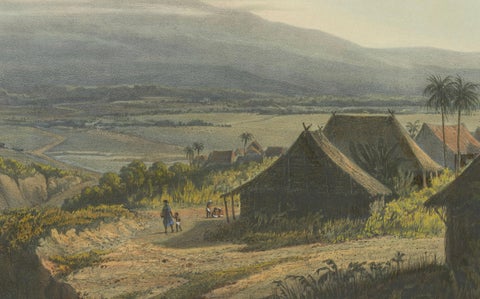 Highland Landscape in the Bantam Residency, Java Lithograph, Published 1872, close-up 1