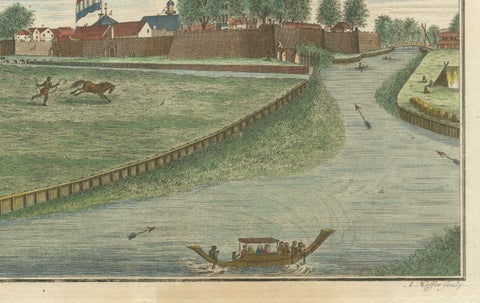Batavia Castle and Parade Ground, Hand-Colored Engraving by J.W. Heydt, 1738, close-up 2