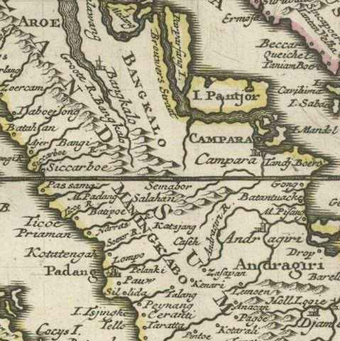 Authentic Old Map of Sumatra, Malaysia and Singapore, 1745, close-up 5