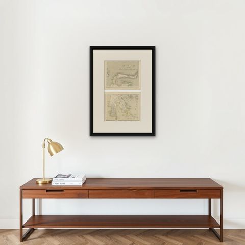 Antique Two-Sheet Map of Celebes Sulawesi, Dornseiffen, Dutch East Indies, 1884, shown framed on a wall, true to size