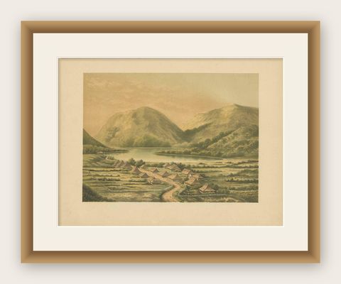 Antique Print of Desa Simpoengan 'Indonesia' by M.T.H. Perelaer, 1888, shown framed