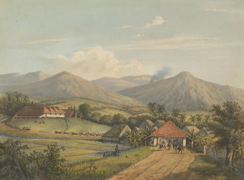 Java’s Kawis Mountains and Tobacco Estate near Malang, Antique Lithograph, 1872, close-up 2