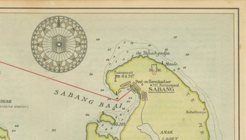 Sabang Bay & Pulau Weh, Antique Dutch Colonial Map of Sumatra, Indonesia, 1910, close-up 1