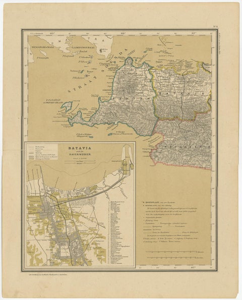 Antique Map of Java in 4 sheets by Dornseiffen, 1884, view 4