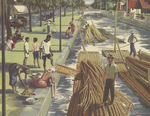 Vintage Poster of Cane and Bamboo Transportation on Java 'c.1960', view 2