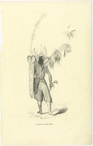 Warrior of the Island of Solor, Antique Wahlen Costume Print, 1843-1844, view 2
