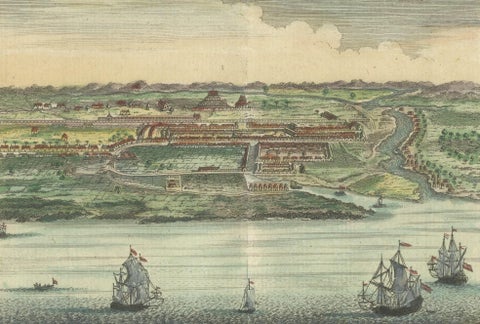 Antique Print with a View of Aceh, Sumatra in Indonesia, close-up 3