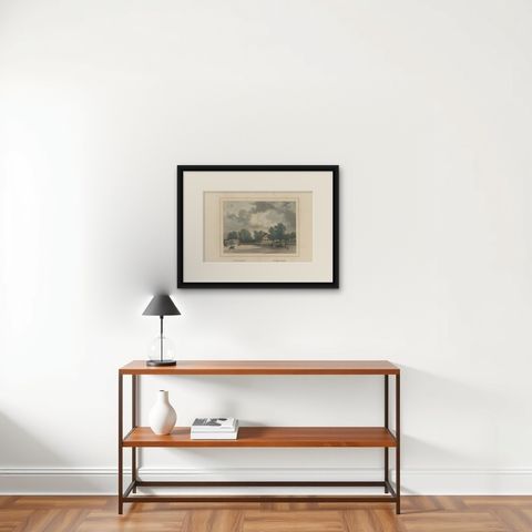 Old Print of Rijswijk, an Area in Old Batavia, Nowadays Jakarta, Indonesia, 1844, shown framed on a wall, true to size