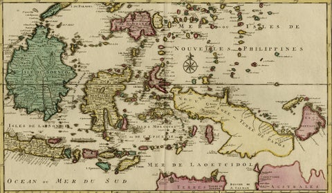 Old Map of Indonesian Islands Borneo, Celebes, New Guinea & New Britain, 1792, close-up 1