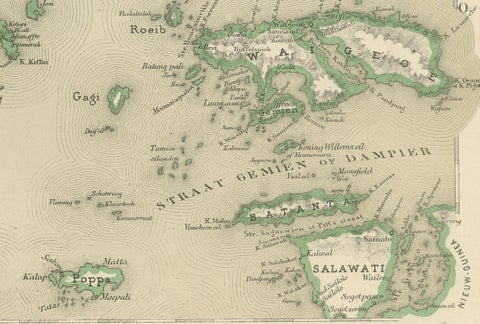 Antique Map of Halmahera, Ternate, Tidore, Moluccas by Dornseiffen, 1884, close-up 4