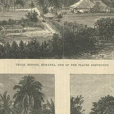 Antique Print of the Straits of Sunda 'Java, Indonesia' Published 1883, close-up 2