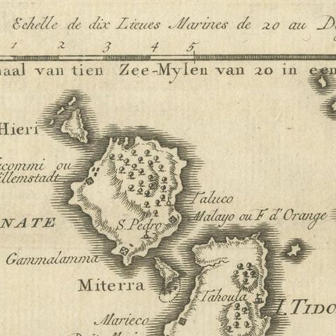 Original Antique Map of the Maluku Islands or Moluccas, close-up 1