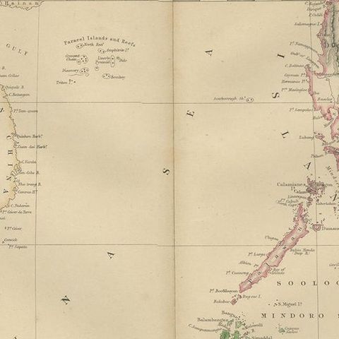 Antique Map of the East Indies by W. G. Blackie, 1859, close-up 1