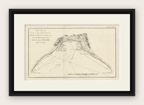 Antique Map of Bonthain Bay, Sulawesi, Celebes, shown framed