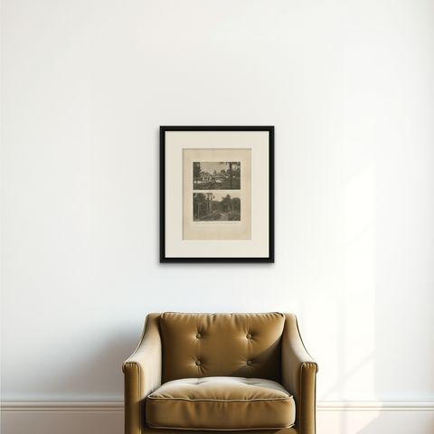 Stabat Government Bridge & Forest Road, Kleingrothe Photogravure c.1900, shown framed on a wall, true to size
