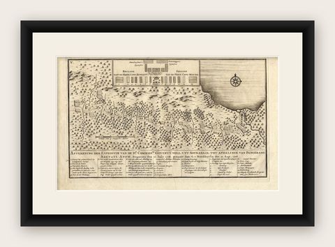 Antique Map of the Expedition of Govert Knol by Valentijn, 1726, shown framed