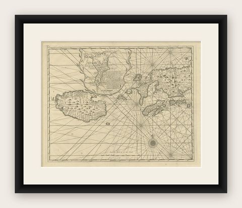 Antique Map of Ambon and Boero by Valentijn, 1726, shown framed