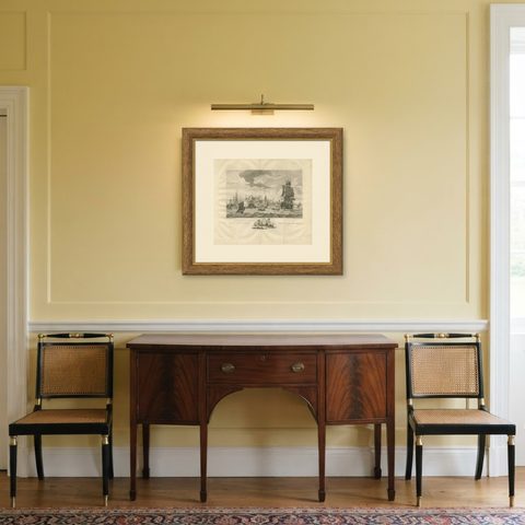 Antique Print of Ships Near Onrust Island Near Jakarta, Indonesia, 1779, shown framed in a room, true to size