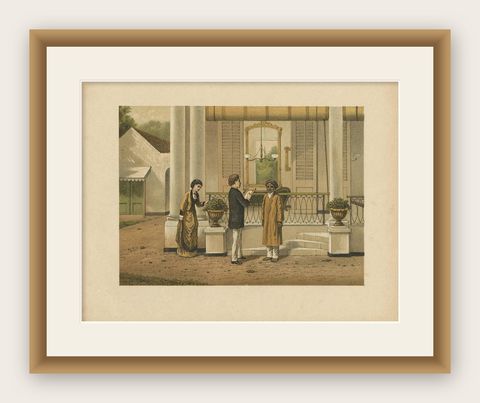 Antique Print of a Residence in Batavia by M.T.H. Perelaer, 1888, shown framed
