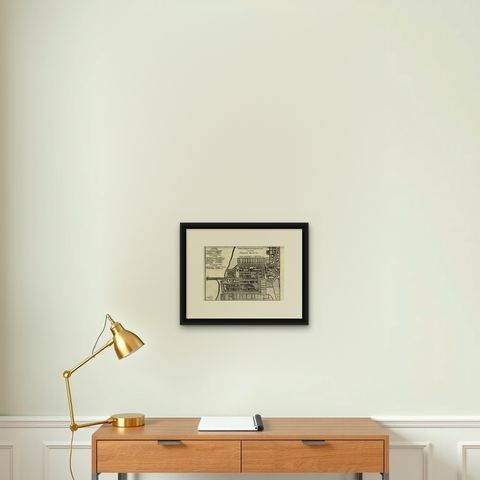 Antique Plan of Batavia and the Castle in the Dutch East Indies, 1763, shown framed on a wall, true to size
