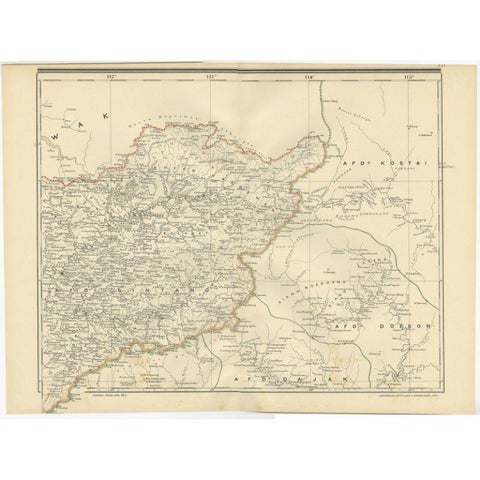 Antique Map of West Kalimantan (Schwaner Mountains), Borneo, Indonesia, 1900, view 2