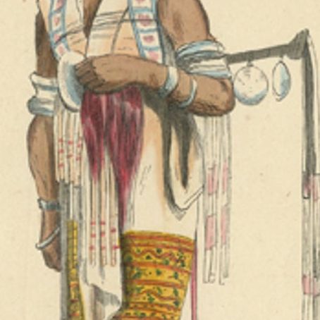 Hand Colored Antique Print of a Herald of Amarasi, Kupang, Timor, close-up 1