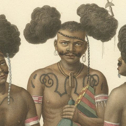 Antique Print of Natives of New Guinea, close-up 2